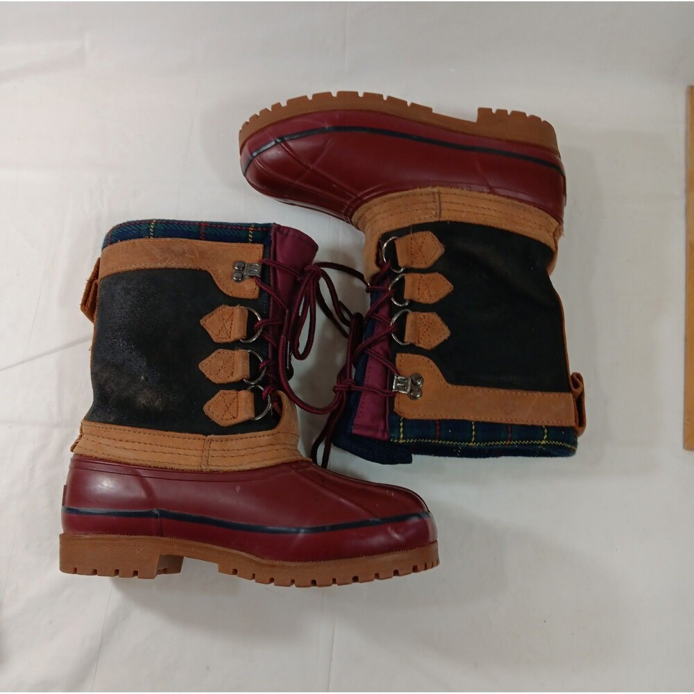 Vintage Eddie Bauer kids Winter Boots size 5M Leather Upper Sherpa Lined